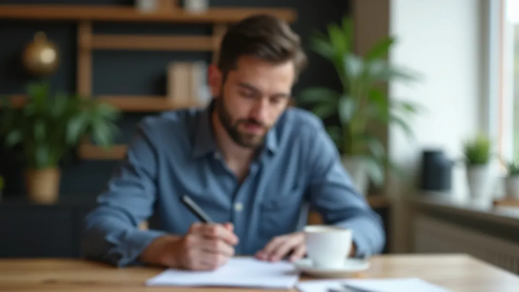 Person at desk working focused on laptop