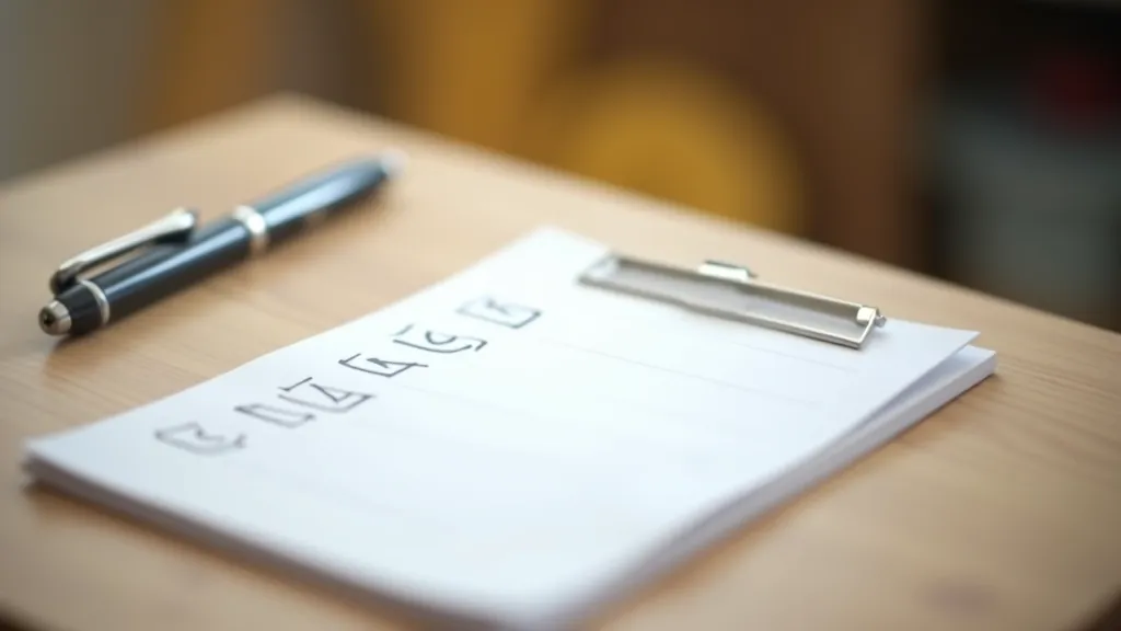 Notebook with checklist and pen on wooden desk showing task breakdown