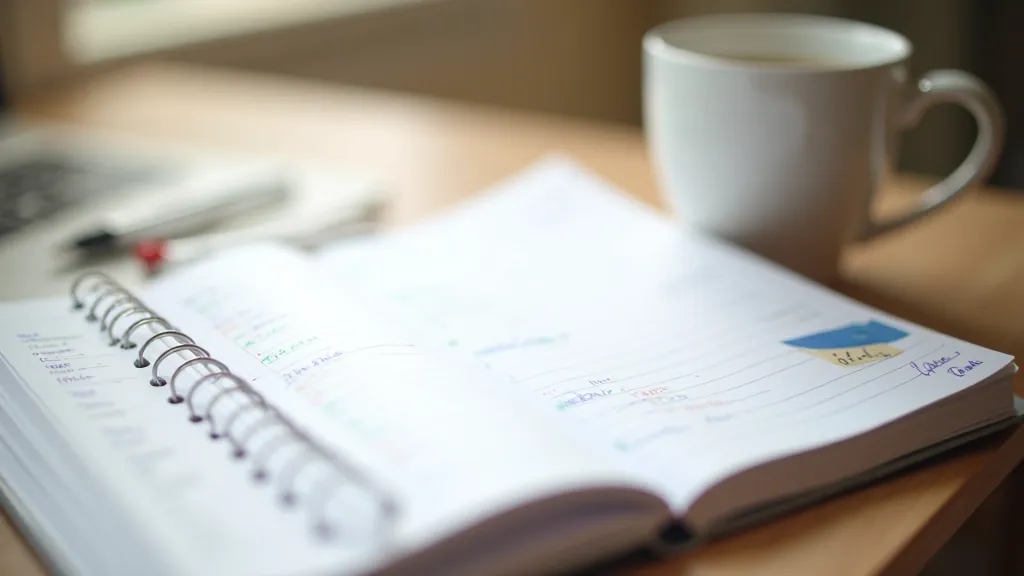 Daily planner with written schedule and goals