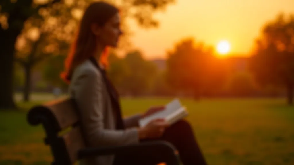 Person sitting peacefully on park bench enjoying free time and work-life balance